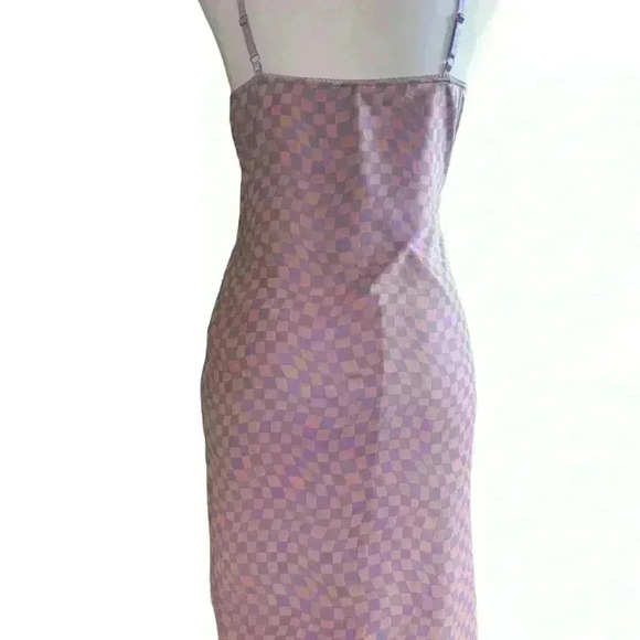Forever 21 Checkered Purple And Pink 90's Mini Spaghetti Strap Dress Size Medium - Picture 4 of 7